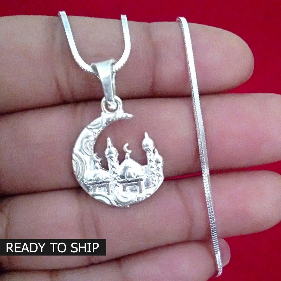 Sterling Silver Mosque Pendant Necklace, Religious Locket - Etsy