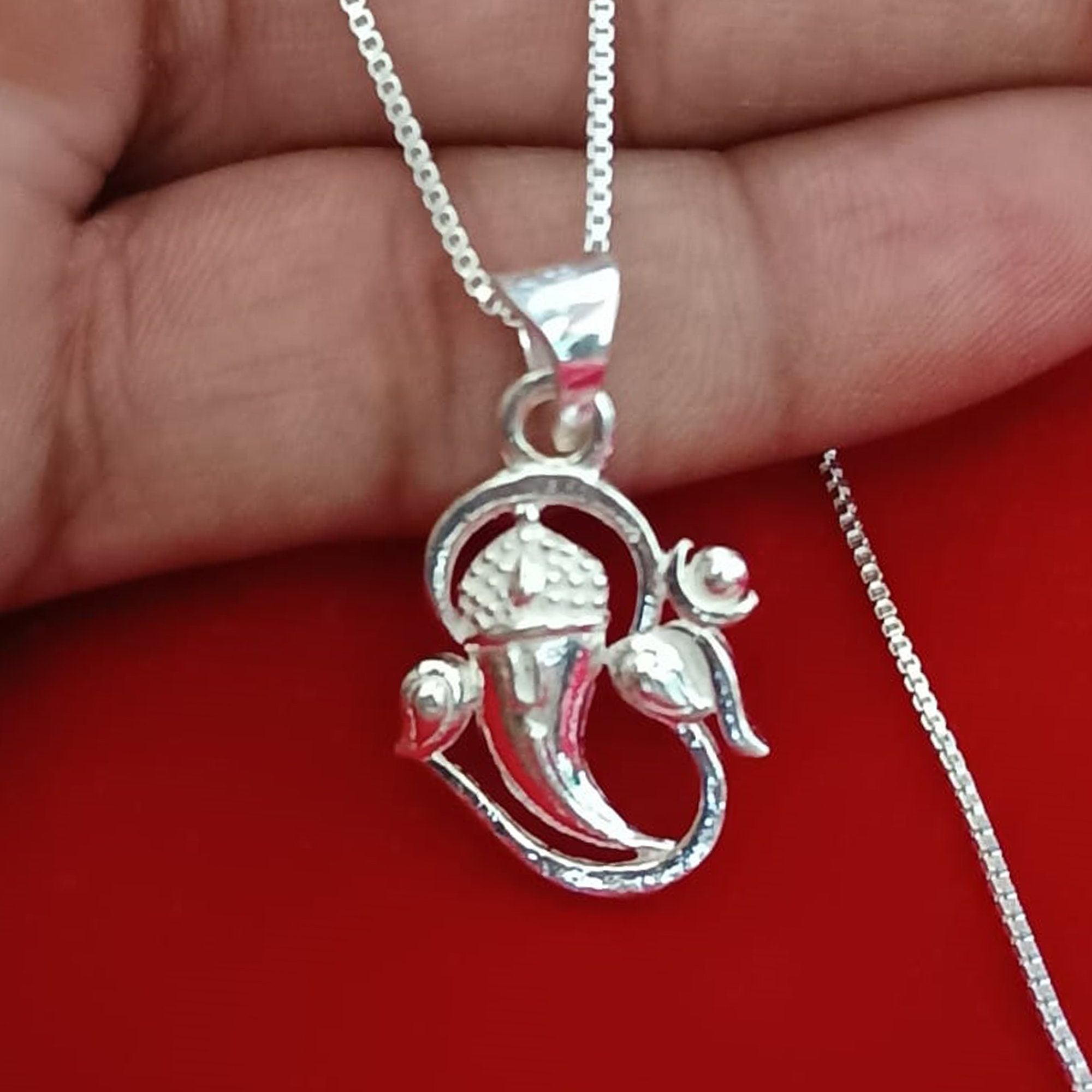 Sterling Silver Om Ganesha Pendant Necklace, Spiritual Jewelry - Etsy