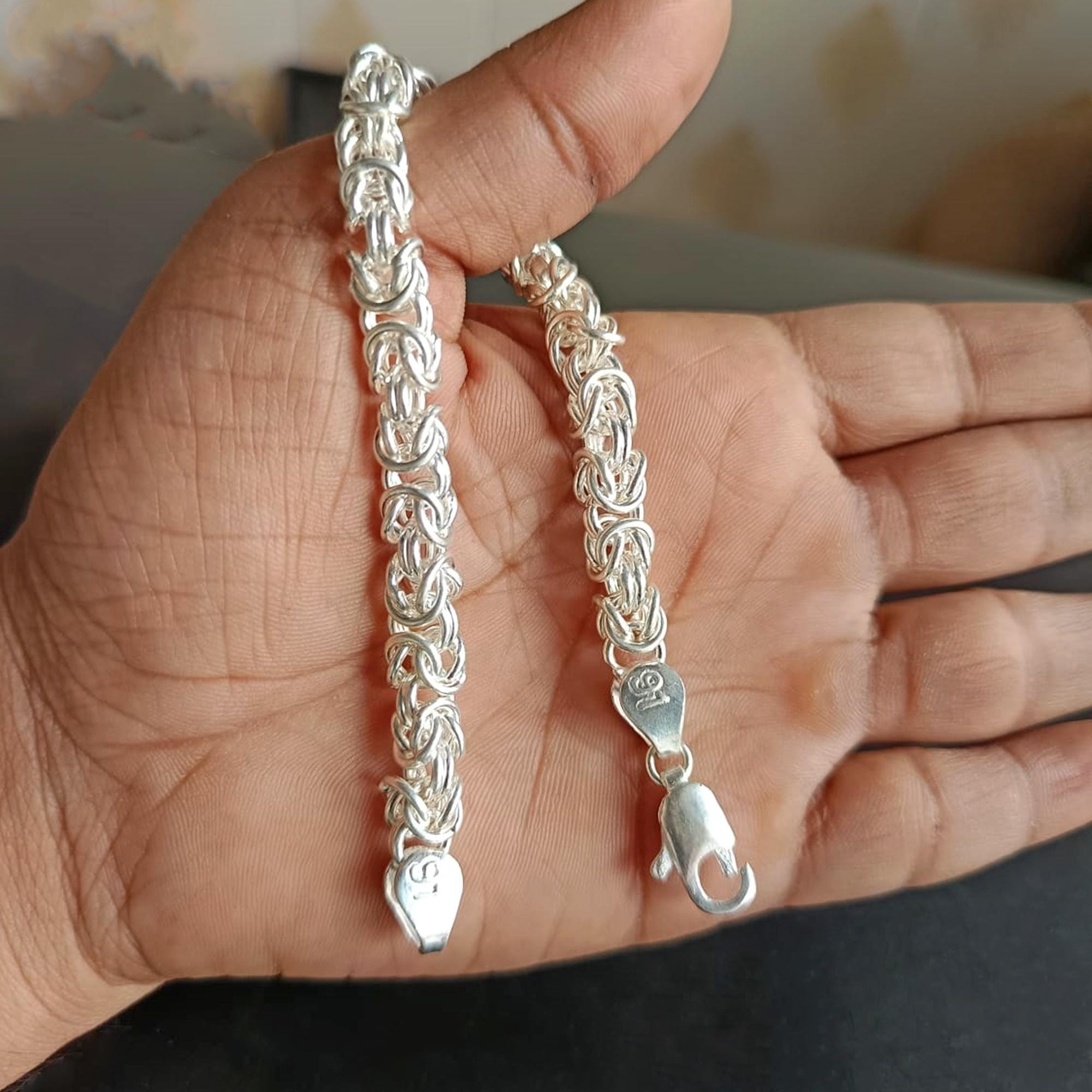 925 Sterling Silver Byzantine Bracelet Handmade Men Women Gifting