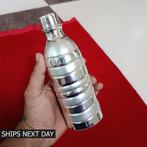 Pure 999 Silver Water Bottle, Drinking Water Silver Bottle for Kids, Luxury Drinkware, Silver Utensils Gift, BIS Hallmarked