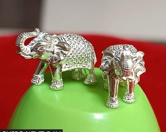 Solid Silver Elephant Statue, Mini Elephant Idol Sculpture, 925 Elephant Trunk Up, Elephant Figurines, Good Luck Gift