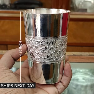 999 Pure Silver Water Milk Glass Tumbler, Designer Silver Glass, Silver Drink Ware, Baby Food Dining Flask, Luxury Silverware Gift