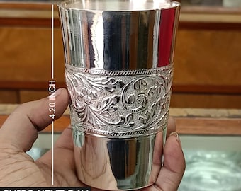 999 Pure Silver Water Milk Glass Tumbler, Silver Drink Ware, Baby Food Dining Flask