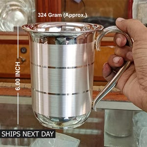 999 Pure Silver Water Jug / Pitcher - Large Cup Plain Silver Utensils Gift