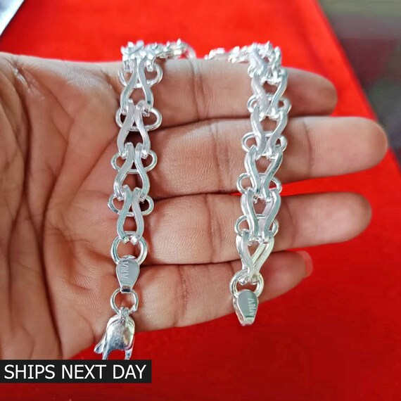 925 Sterling Silver Bracelet 10mm Wide Figaro Link Chain Bracelet for Men and Women - Etsy 925 Sterling Silver Bracelet 10mm Wide Figaro Link Chain Bracelet for Men and Women - Etsy