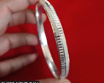 Sterling Kada Bracelet Men's, Unisex Silver Cuff - Gift for Her Him