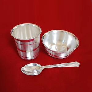 Juego de vajilla para bebé de plata pura 999, utensilios para servir comida a recién nacidos, ideal como regalo.