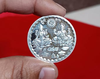 純銀ラクシュミ・ガネーシャコイン、BISホールマーク付き（5～100