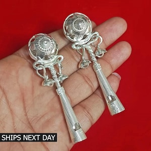 925 Silver New Born Baby Gifting Bells Toy, Baby Rattle with Whistle Toy, Laddu Gopal Jhunjhuna, Baby Shower Gift