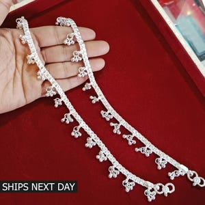 Indian Bridal Anklet Pair Handmade Pure Silver Anklet for Women Noisy Jingle Bells Traditional Anklet Payal Belly Dance Jewelry