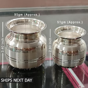 Fine Silver Kalash Lota, Pooja Pots, 999 Pure Silver Kalasam