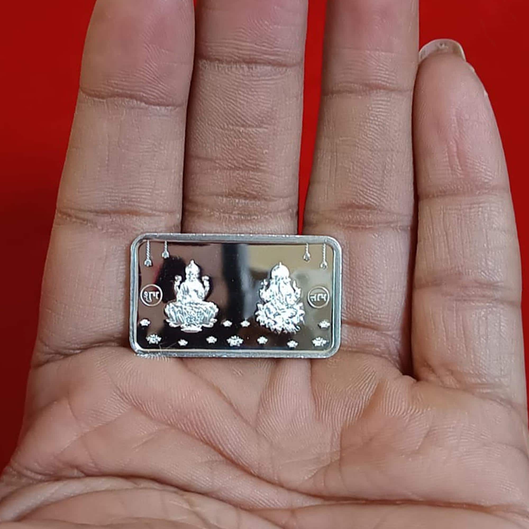 999 Pure Silver Ganesh Laxmi Coin, Shri Laxmi Yantra, Bullion Bar