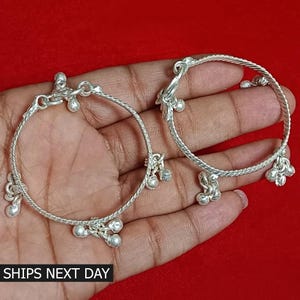 Baby Anklet, 925 Silver Traditional Bell Anklet, Silver Baby Payal, Jingle Bell Belly, Newborn Kids Ankle Bracelet, Noisy Sound Bells Anklet