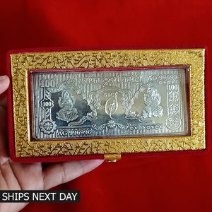 999 Pure Silver Laxmi Ganesh Coin with Gift Box, Silver Bullion Bar, Best Return Gift, BIS Hallmarked
