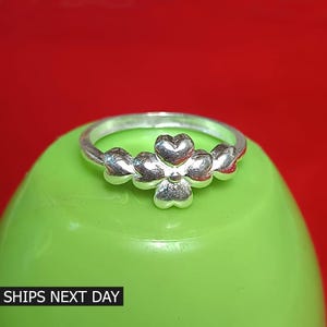 Sterling Silver Flower Ring: Floral Band, US Size 8