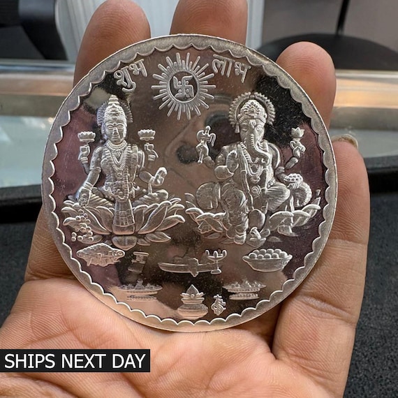 99.90%純銀ラクシュミ・ガネーシャコイン 5グラム、10グラム、20グラム 