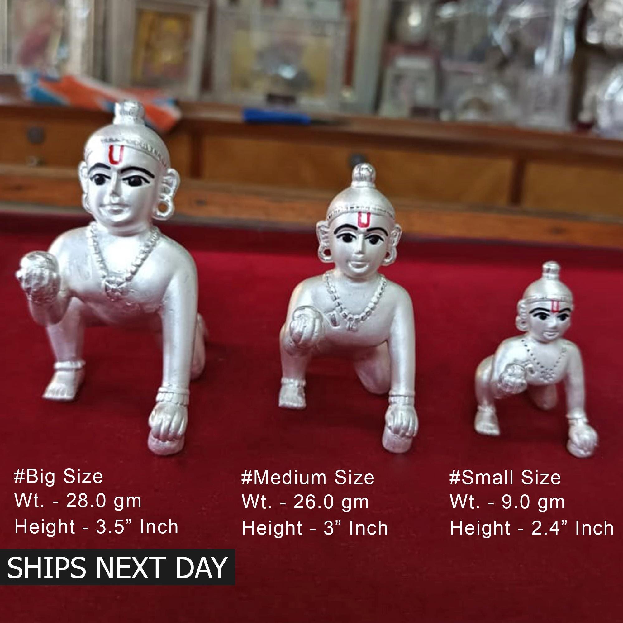 3 inch premium Brass krishna with Laddu gopal (0.13 kg