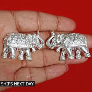 Solid 925 Silver Elephant Figurine, Customized Sculpture Elephant Statue, Blessing Elephant, Silver Elephant Gifts