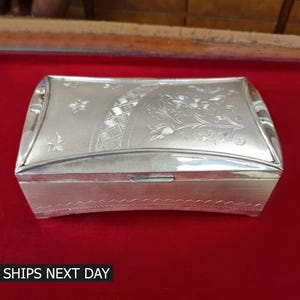 Pure Silver Trinket Box, Handmade 925 Sterling Silver Trinket Box Casket Box Container Dry Fruit Box, Brides Jewelry Box