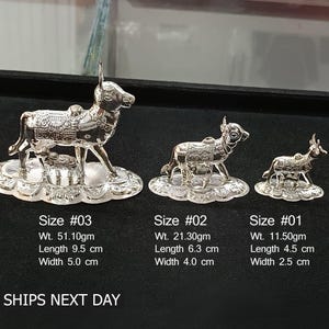 925 スターリング シルバーの牛と子牛の像 / シルバー カムデヌの牛と 