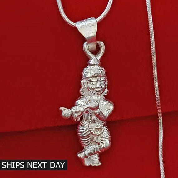 新品】クリシュナ神シルバーペンダントヘッド＋ステンレス