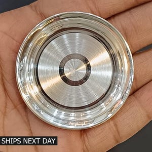 999 Pure Silver Small Plate or Tilak Bowl, Handmade Silver Tiny Plate for Saffron Sandal or Kumkum Tilak Dani