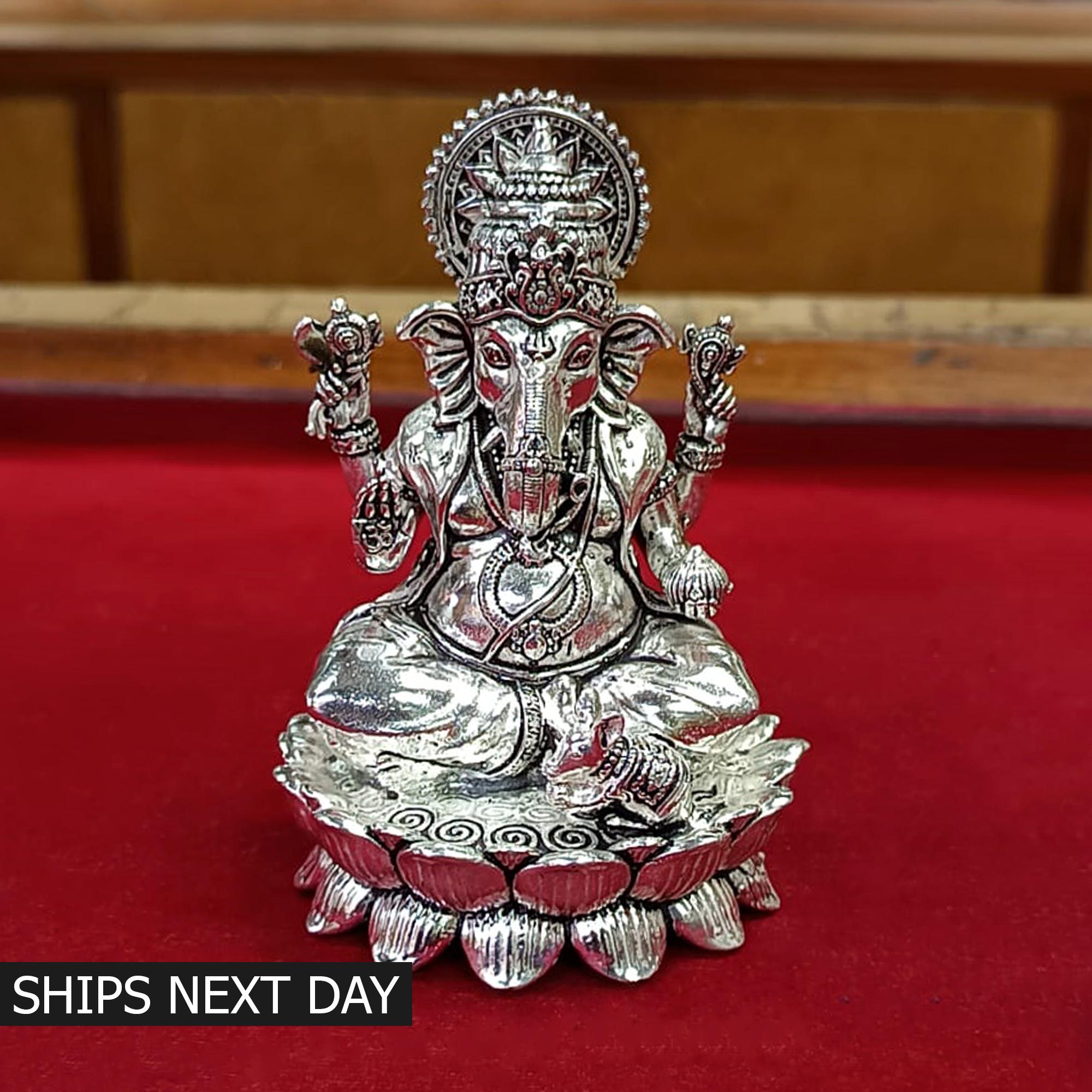 925 Sterling Silver Ganesha Idol Sculpture God Figurine - Etsy