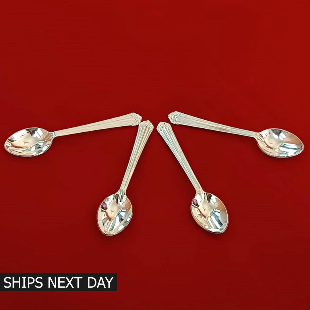 999 Fine Silver Tiny Spoon Serving Utensils, Silver Flatware