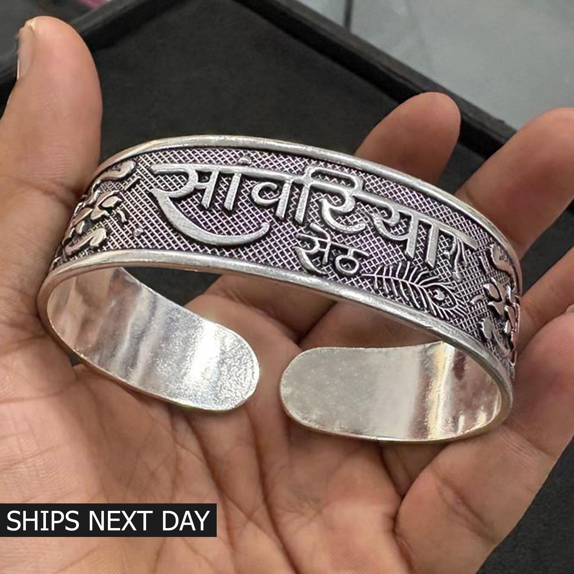 Handmade 925 Sterling Silver Cuff Bangle Bracelet Kada Adjustable