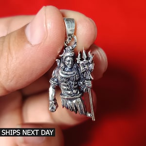 Spiritual God Shiva Pendant 925 Sterling Silver Mahadev Necklace Men and Women
