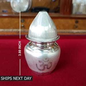 999 Pure Silver Kalash with Coconut Holy Divine Silver Kalash Lota for Diwali Puja