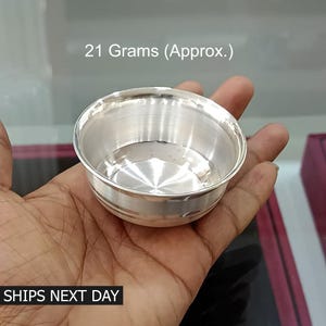 999 Fine Silver Handmade Bowl, Baby Serving Food Bowl, Silver Vessels, Pure Silver Bowl, Silver Pooja Utensils