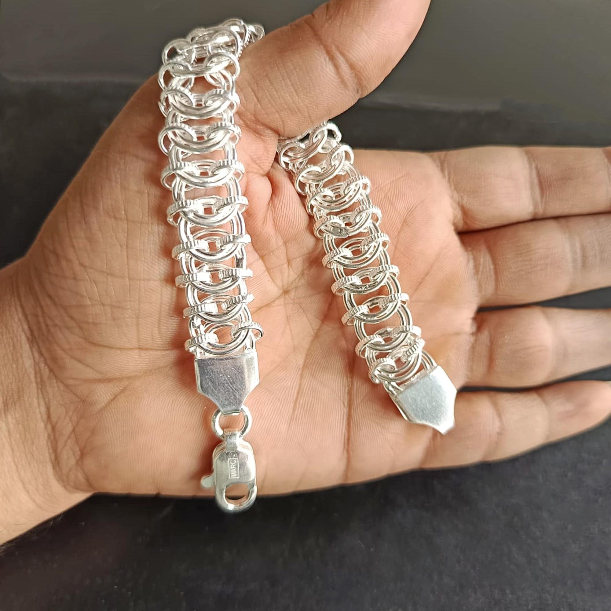 925 Sterling Silver Solid Chain Bracelet for Women 8.5