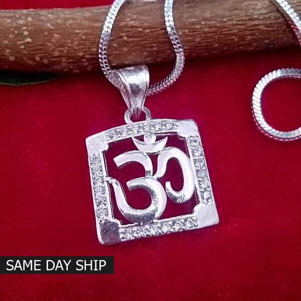 Solid 925 Sterling Silver Om Pendant, Dainty Om Silver Pendant, Lord Symbol Pendant, Om Necklace, Personalized Gift Jewelry