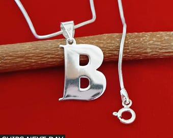 925 Sterling Silver Initial Letter Necklace Personalized Gift