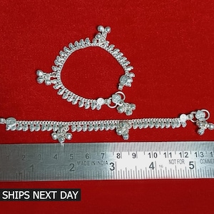 Tobillera para bebé en plata de ley, tobillera con campana tradicional para niños en plata, pulsera de plata para bebé