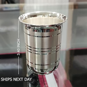 Pure Silver Water Milk Glass Tumbler, Fine Silver Baby Food Dining Flask, Drinking Utensils for Baby, Silver Utensils Gift