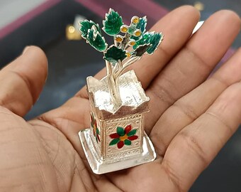 Pure Silver Tulsi Plant: Divine Basil Rosary for Home Worship - Etsy