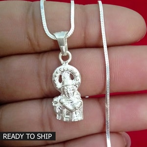 925 Sterling Silver God Lord Krishna Pendant Necklace for Men and Women