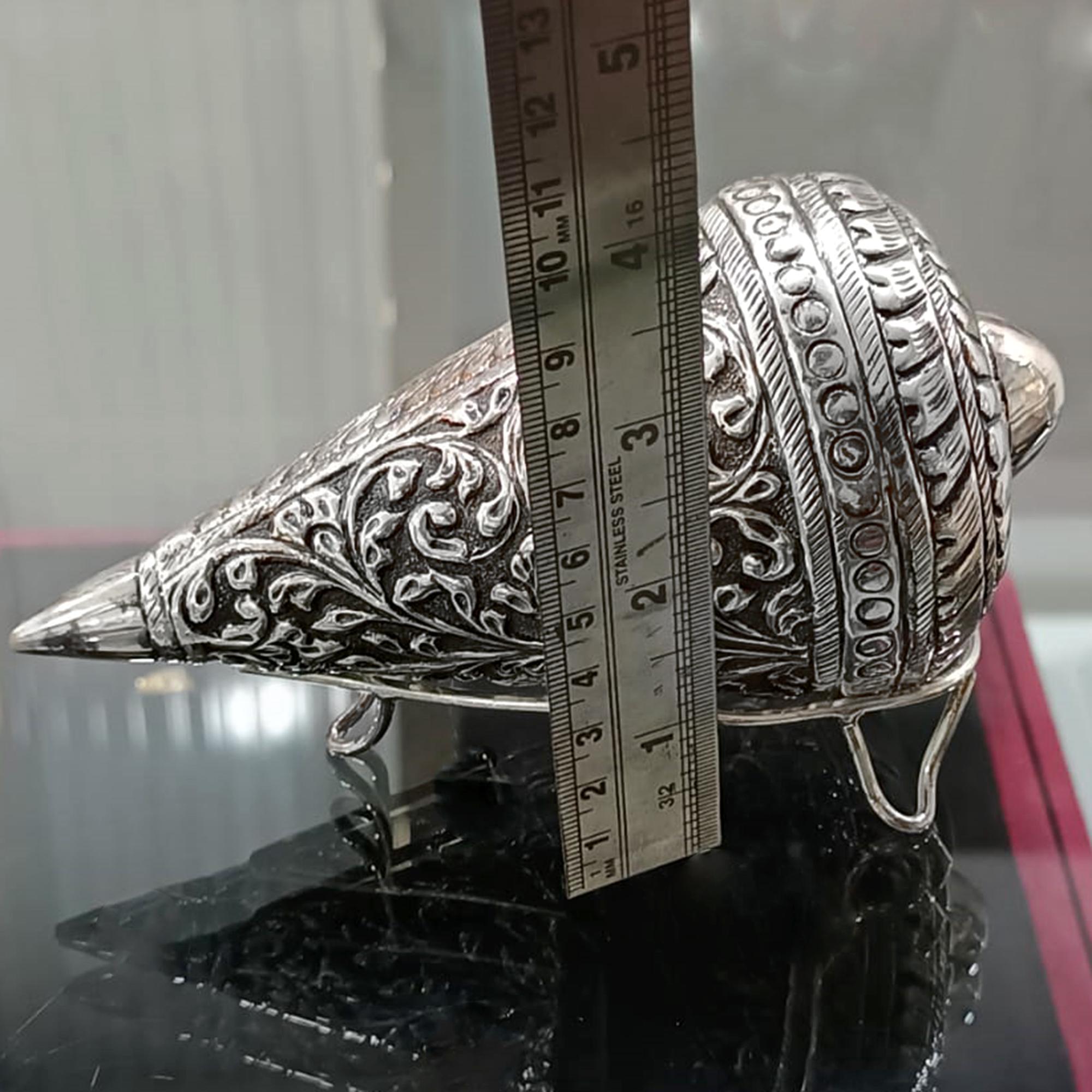 Pure Silver Pooja Shell, BIS Hallmarked Lucky Conch, Worshiping