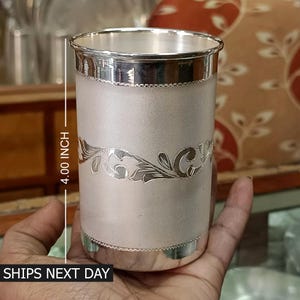 999 Fine Silver Water Milk Glass Tumbler, Silver Baby Feeding Dining Flask Cups, Pure Silverware Gift