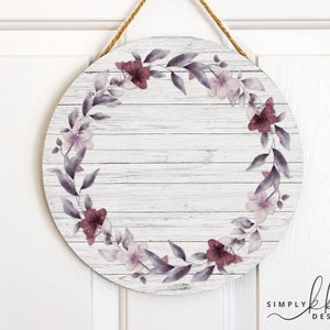 Sublimation Round Door Hanger, Whimsical Floral 2 for Personalization, PNG Digital Design for 12.25 Circle Round Sublimation Blank