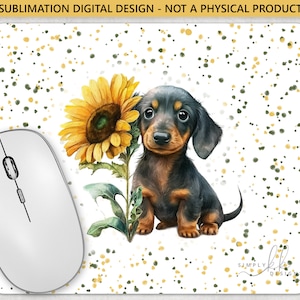 Dackel und Sonnenblume, Mousepad, Sublimationsdesign, digitale PNG-Datei, kommerzielle Nutzung, Small Business SUN180