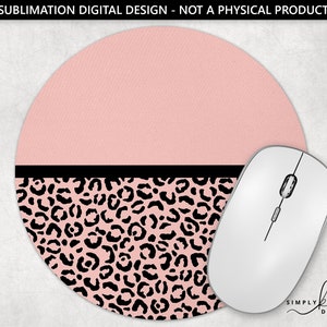 Rosa und Schwarz Gepard, Sublimation Runde 8 Zoll Maus Pad Design, PNG digitales Design, kommerzielle Nutzung, Small Business PINK120