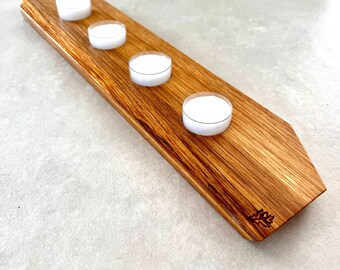 Theelichtkaarshouder, houten kaars, eikenhouten kaars, moderne kaars, 4 theelichtkaars, handgemaakte houten kaars,