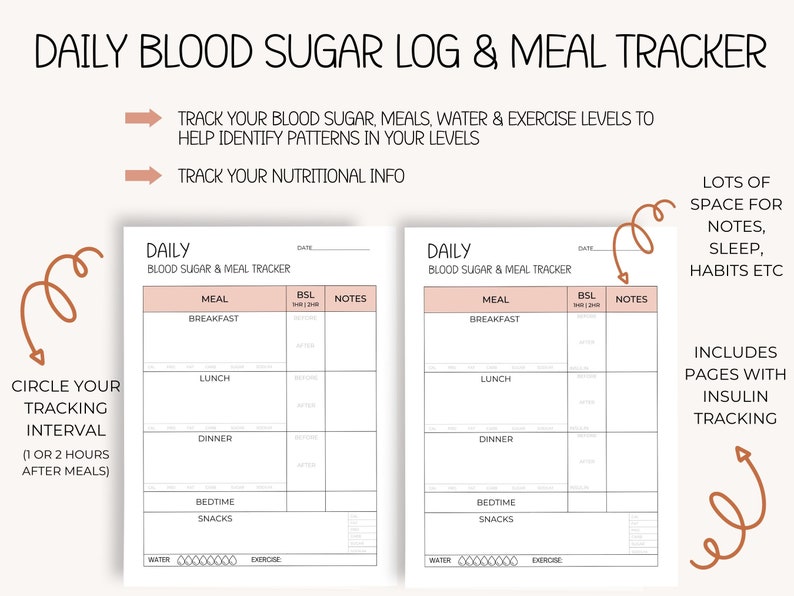 Blood Sugar Tracker | Type 2 Diabetes Journal | Printable Blood Sugar ...