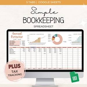 Simple Bookkeeping Template | Small Business Bookkeeping Spreadsheet, Accounting Spreadsheet, Income and Expense Tracker, Profit and Loss