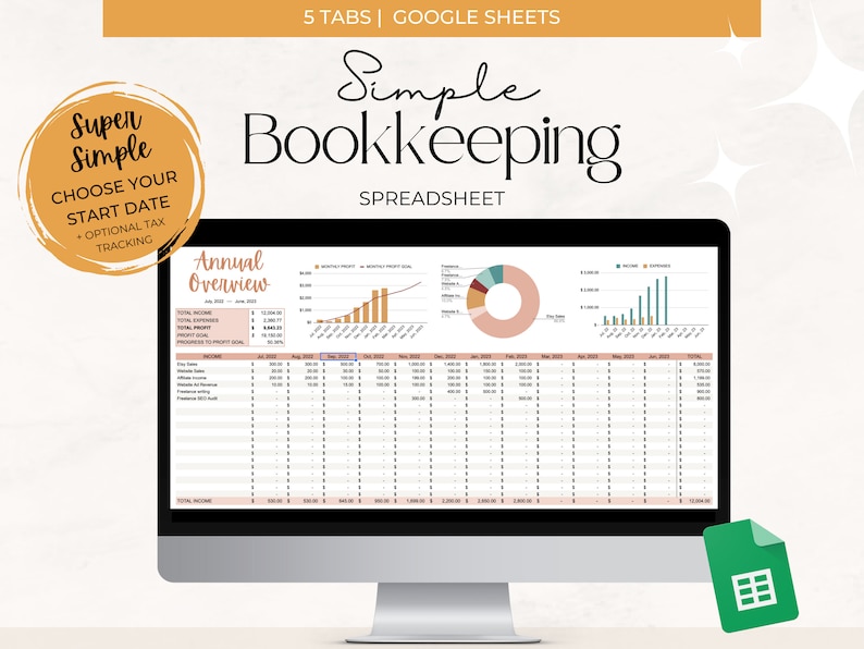 Simple Bookkeeping Template Small Business Bookkeeping Etsy