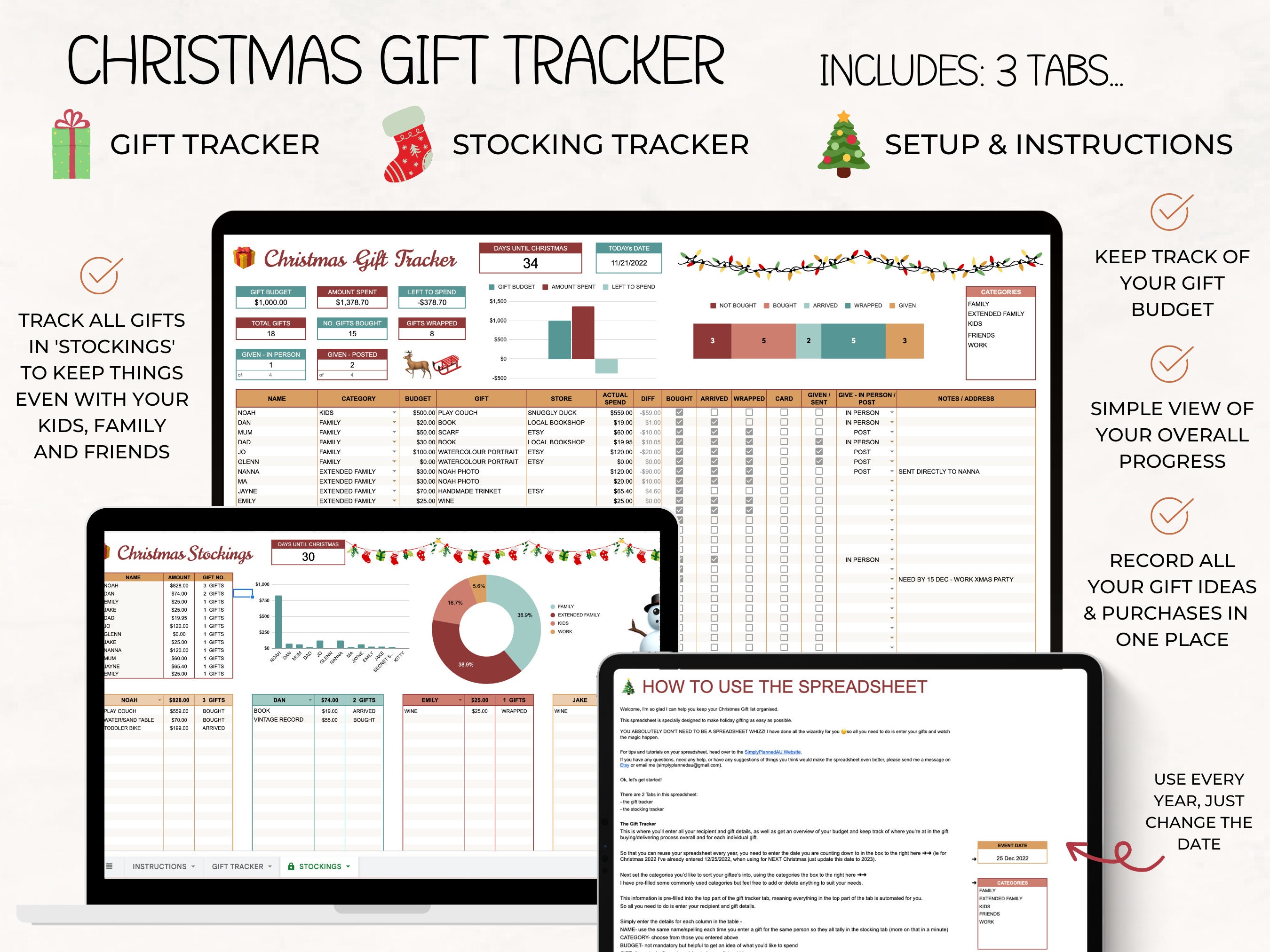Christmas Gift Tracker Template Holiday Planner Christmas Present Christmas Gift Tracker Template Holiday Planner Christmas Present