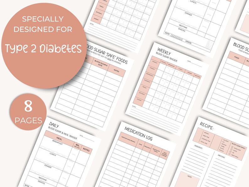 Blood Sugar Tracker | Type 2 Diabetes Journal | Printable Blood Sugar ...